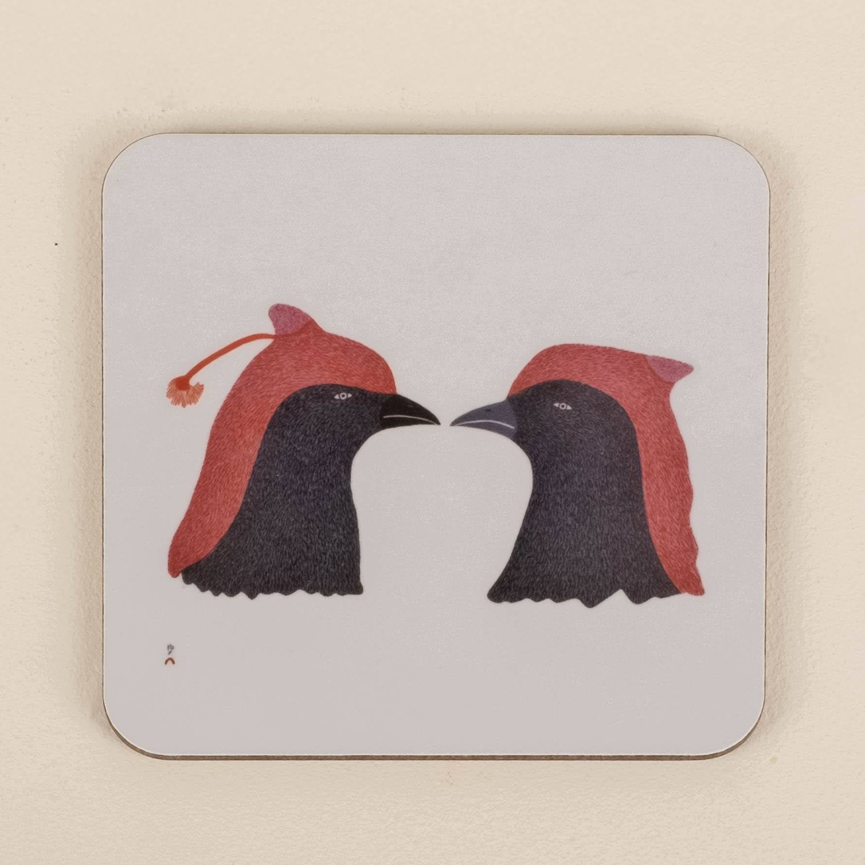 Crested Ravens Square Placemat/Trivet, Papiara Tukiki