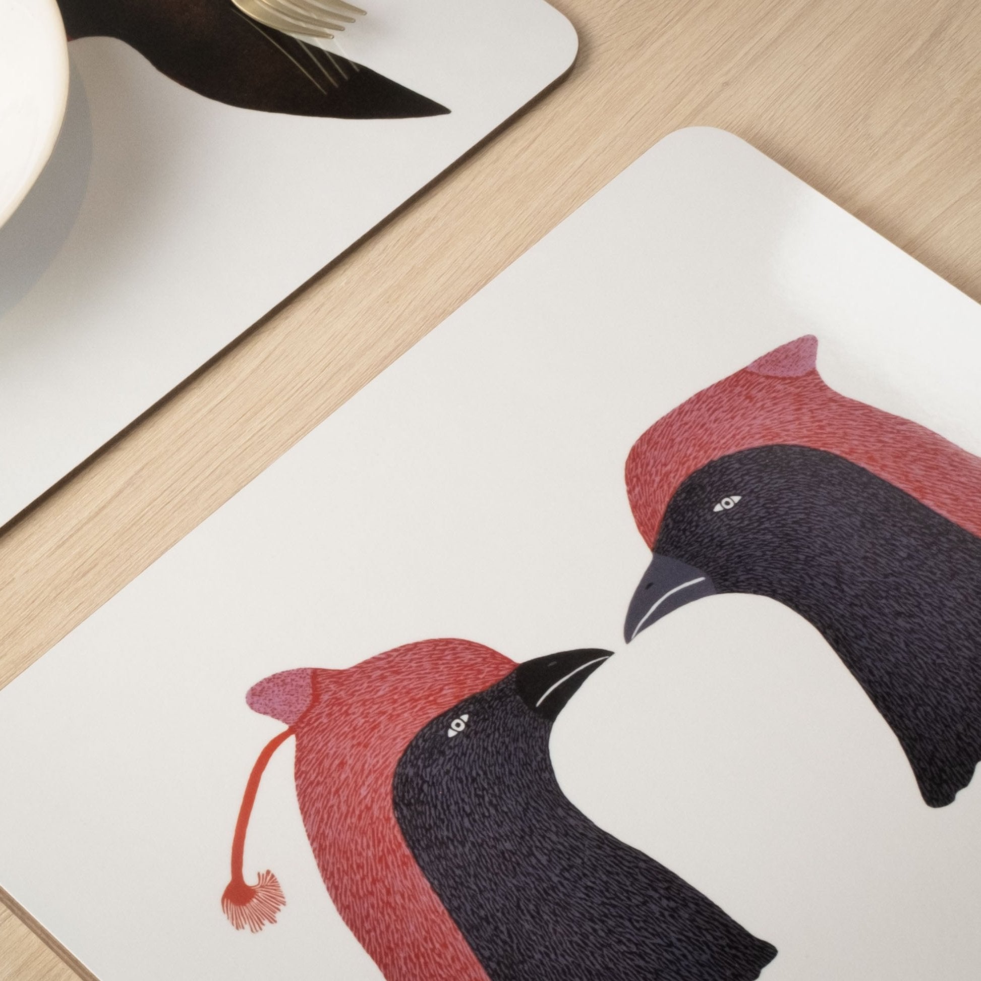 Crested Ravens Square Placemat/Trivet, Papiara Tukiki