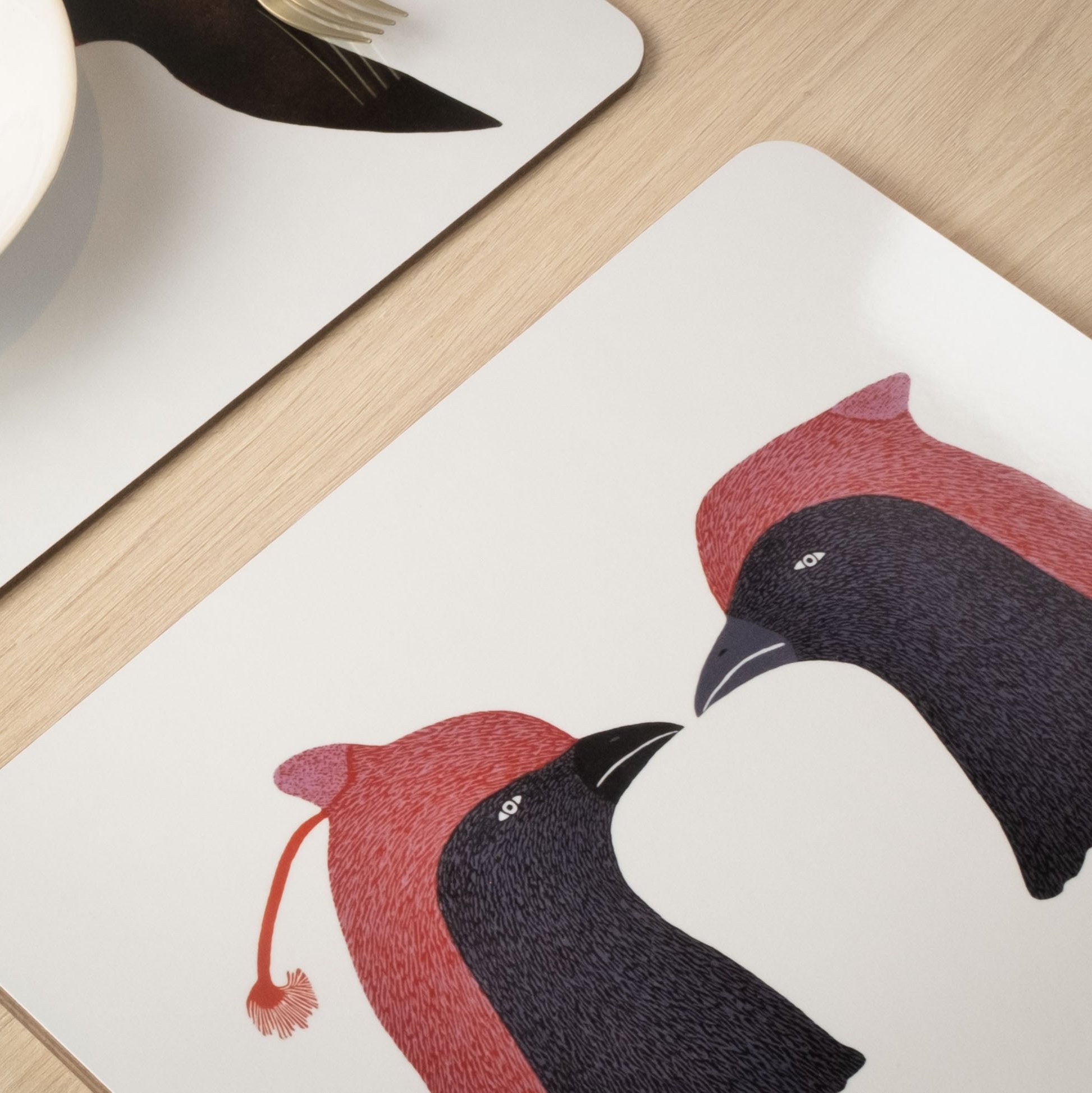 Crested Ravens Square Placemat/Trivet, Papiara Tukiki
