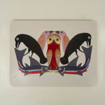 birds owl fish on beige background