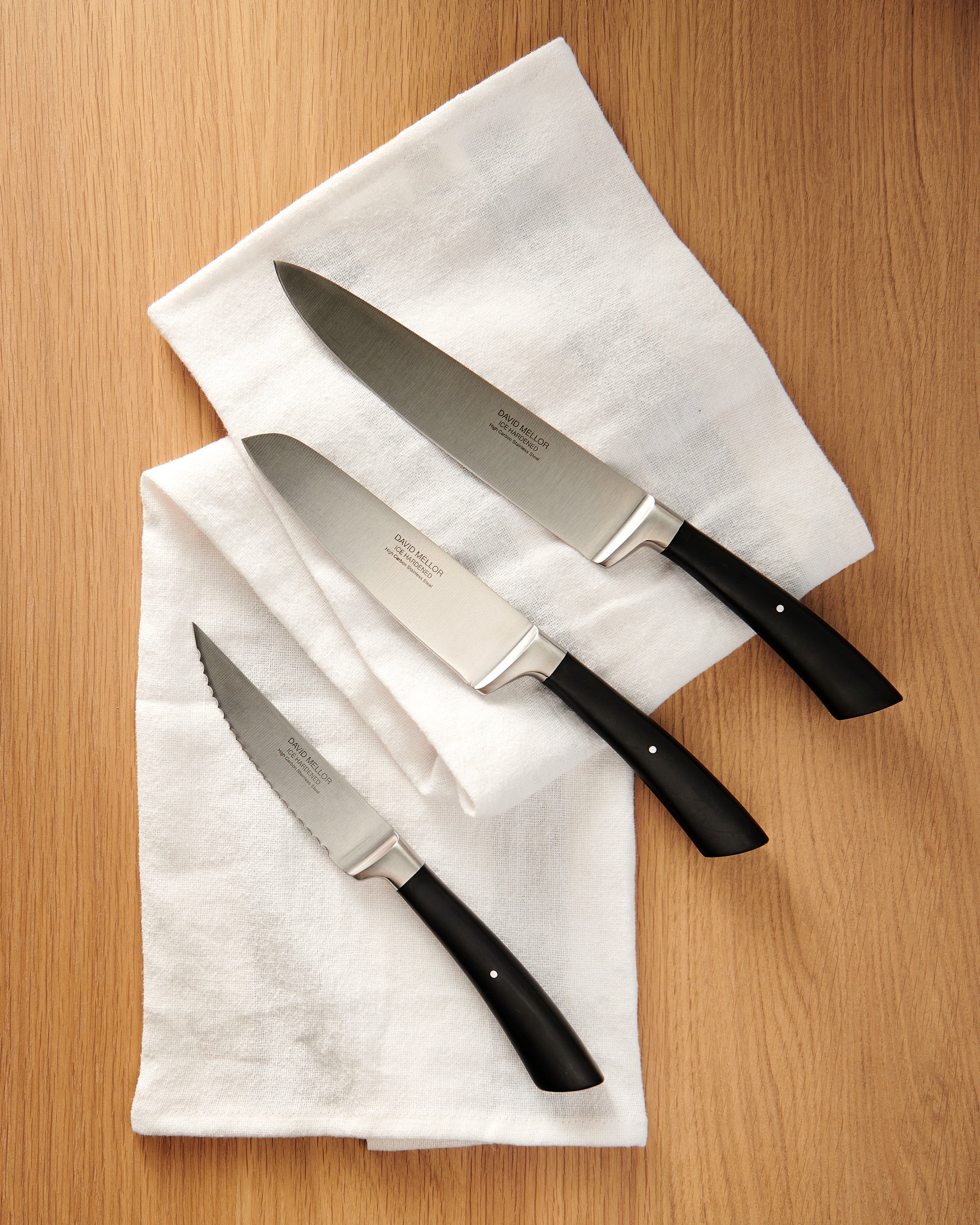 Black Handle Serrated Vegetable Knife, 12 cm