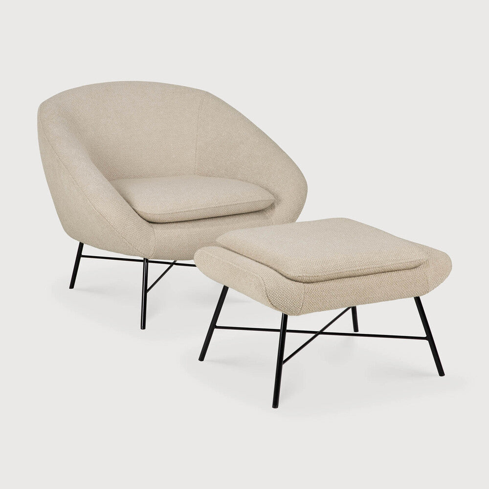 Barrow Footstool, Off White Fabric