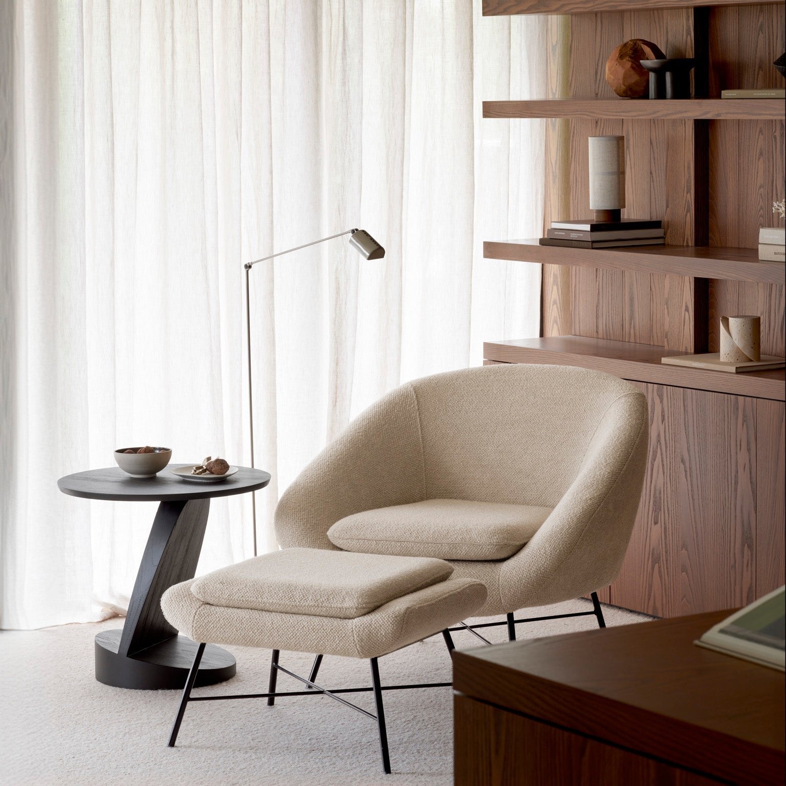 Barrow Footstool, Off White Fabric