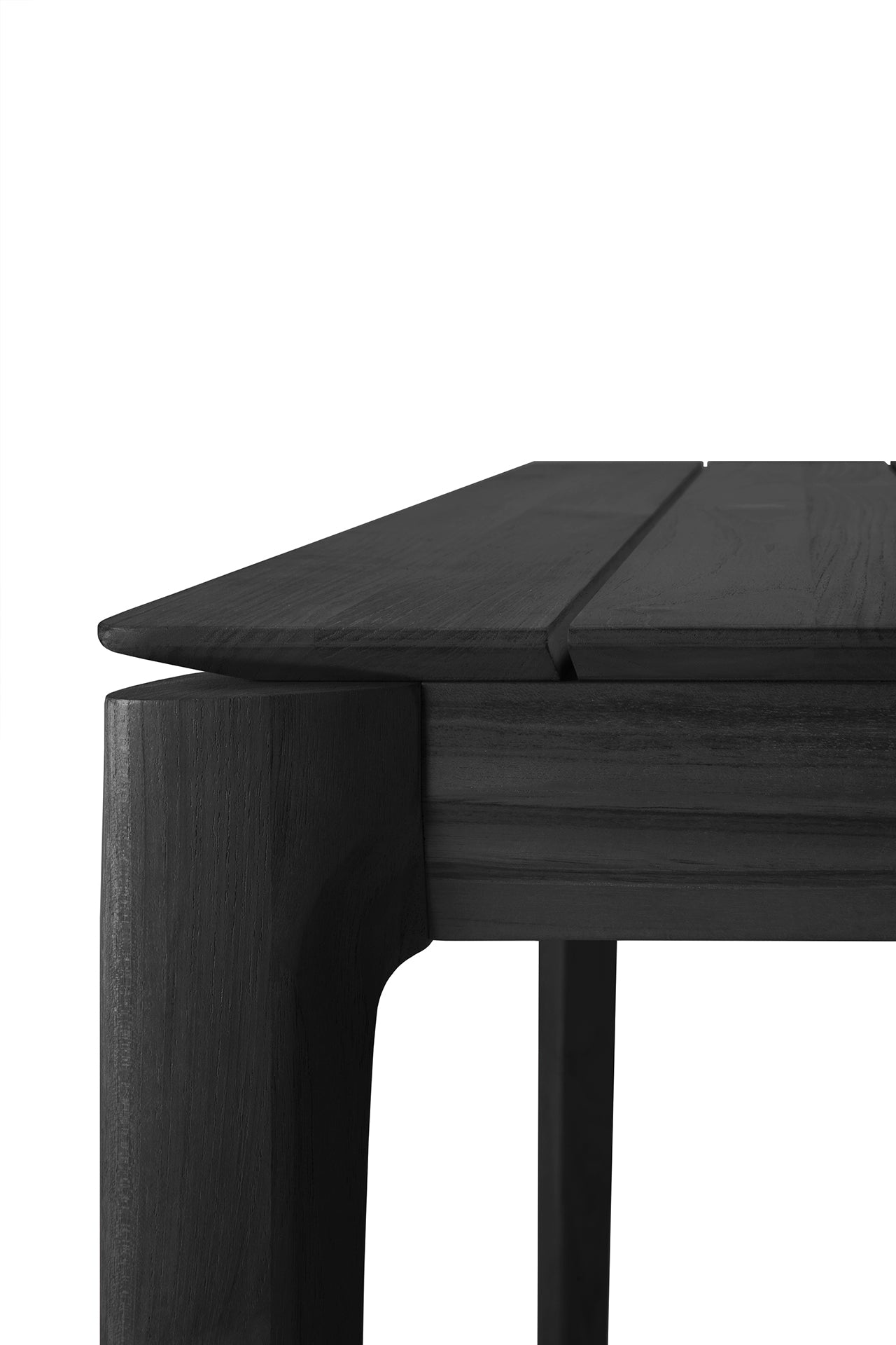 Bok Outdoor Dining Table, Black Teak 78.5"