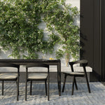 Bok Outdoor Dining Table, Black Teak 78.5"