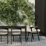 Bok Outdoor Dining Table, Black Teak 78.5"