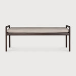 Jack Bench, Varnished Mahogany, Dark Brown, Ivory Fabric