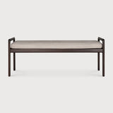 Jack Bench, Varnished Mahogany, Dark Brown, Ivory Fabric