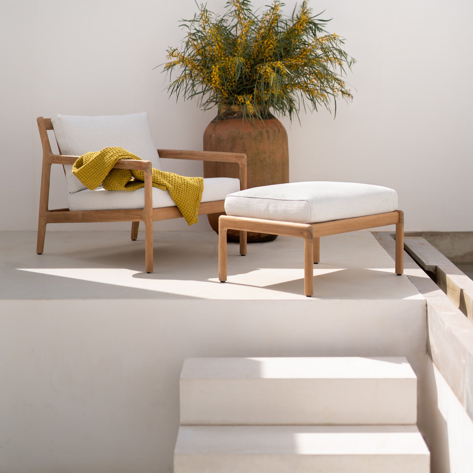 Jack Lounge Chair, Teak with Natural Cushions