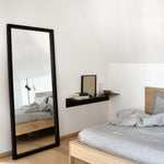 Light Frame Floor Mirror, Black Oak