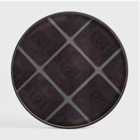 Linear Squares Glass Tray, Round