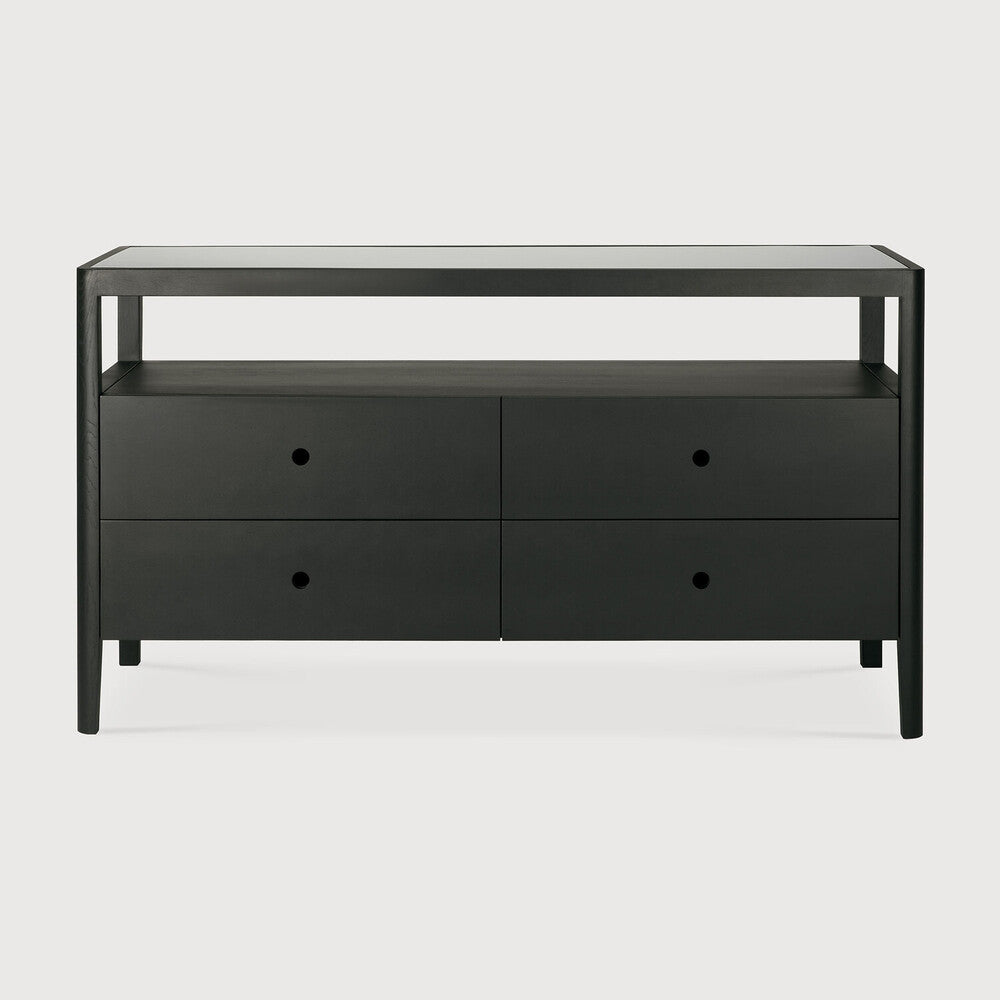Oak Spindle 4-Drawer Dresser, Black