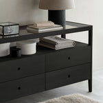 Oak Spindle 4-Drawer Dresser, Black