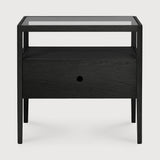 Oak Spindle Bedside Table, Black