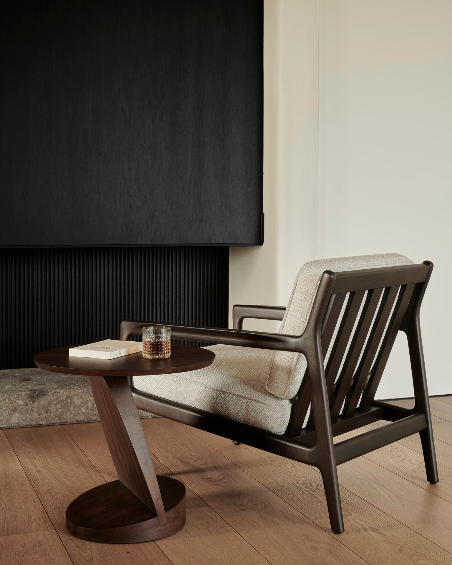 Oblic Side Table, Teak Brown