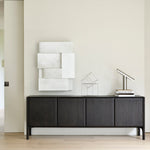 Pi Sideboard, Varnished Teak, Dark Brown, 4 Doors