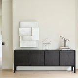 Pi Sideboard, Varnished Teak, Dark Brown, 4 Doors