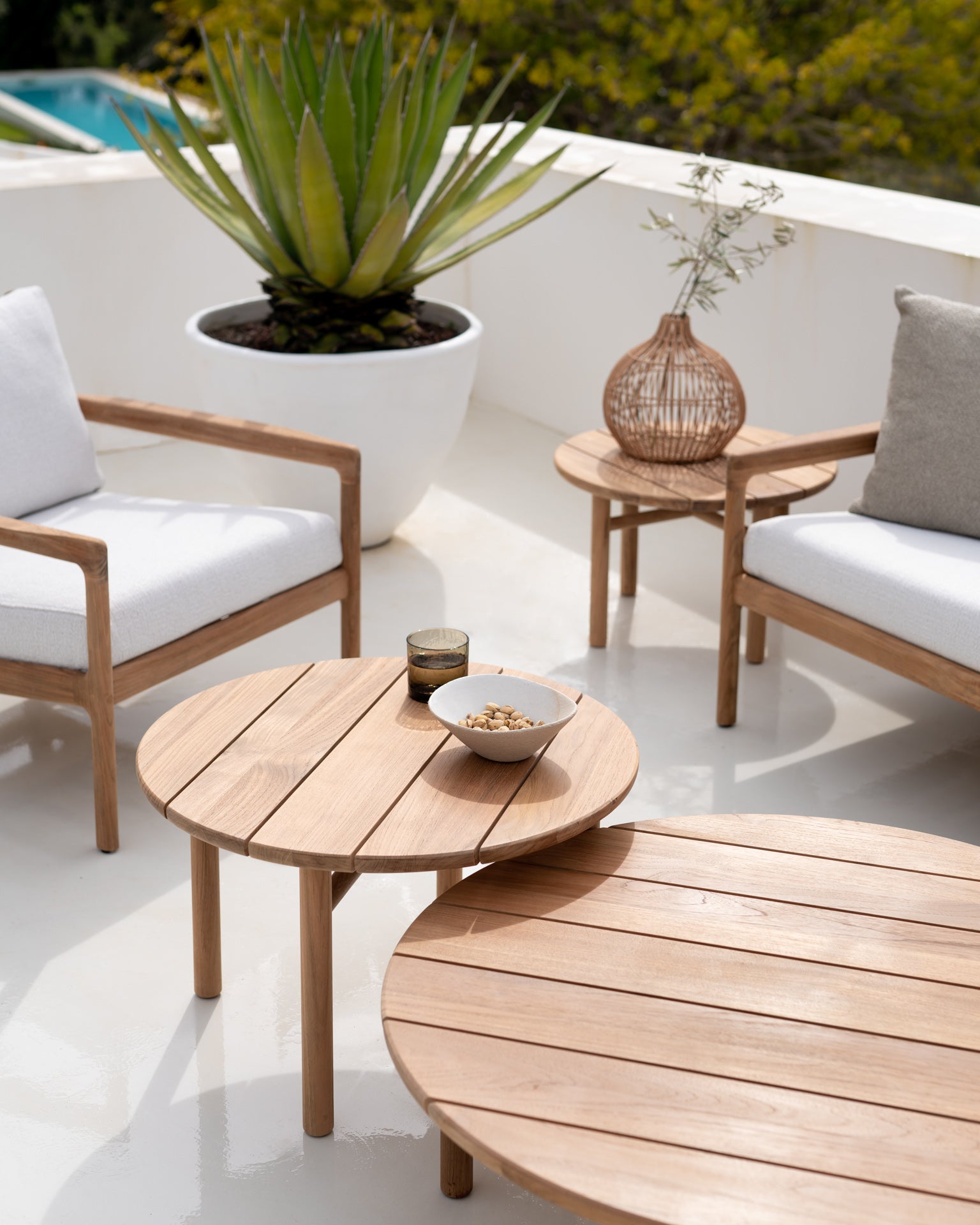 Quatro Outdoor Side Table, Teak