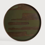 Second Nature XL Round Glass Tray, Moss