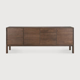 Sono Sideboard, Varnished Teak, Light Brown, 3 Doors, 3 Drawers