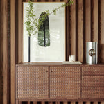 Sono Sideboard, Varnished Teak, Light Brown, 3 Doors, 3 Drawers