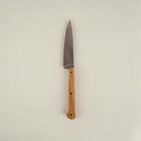 Small knife with a wooden handle on a beige background