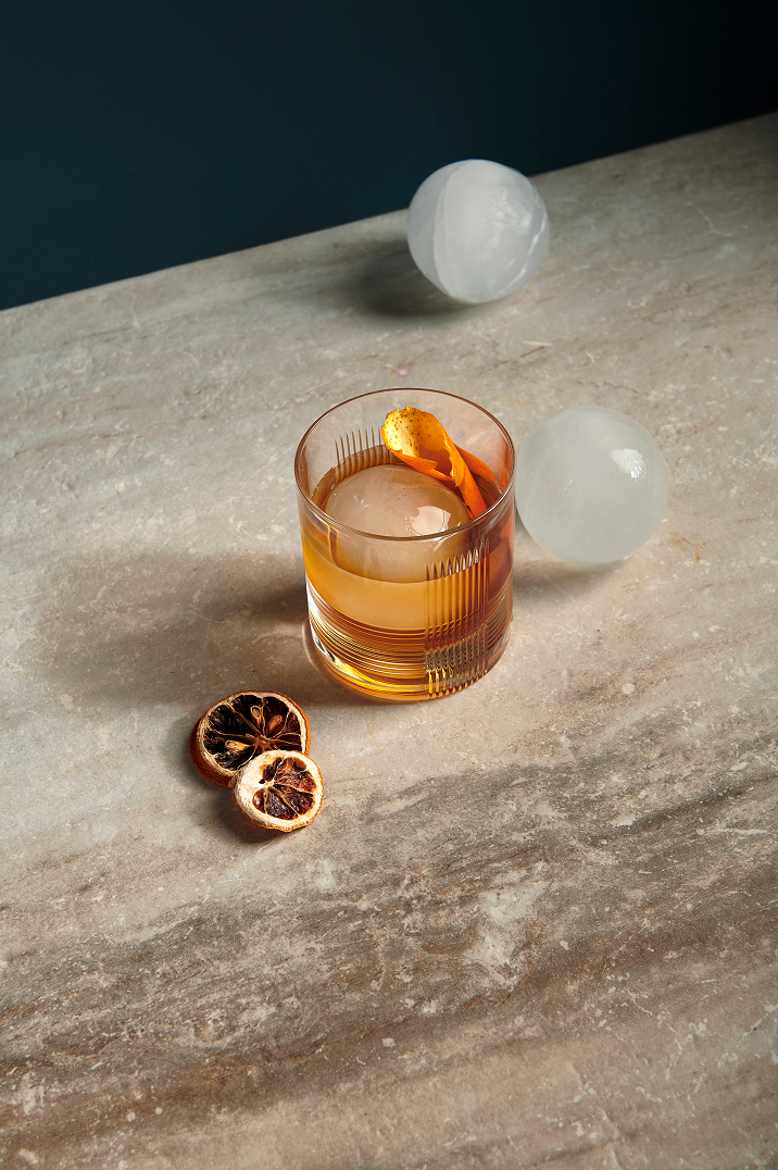 HopsonGrace_Whiskey_ Glass and Ice Cubes