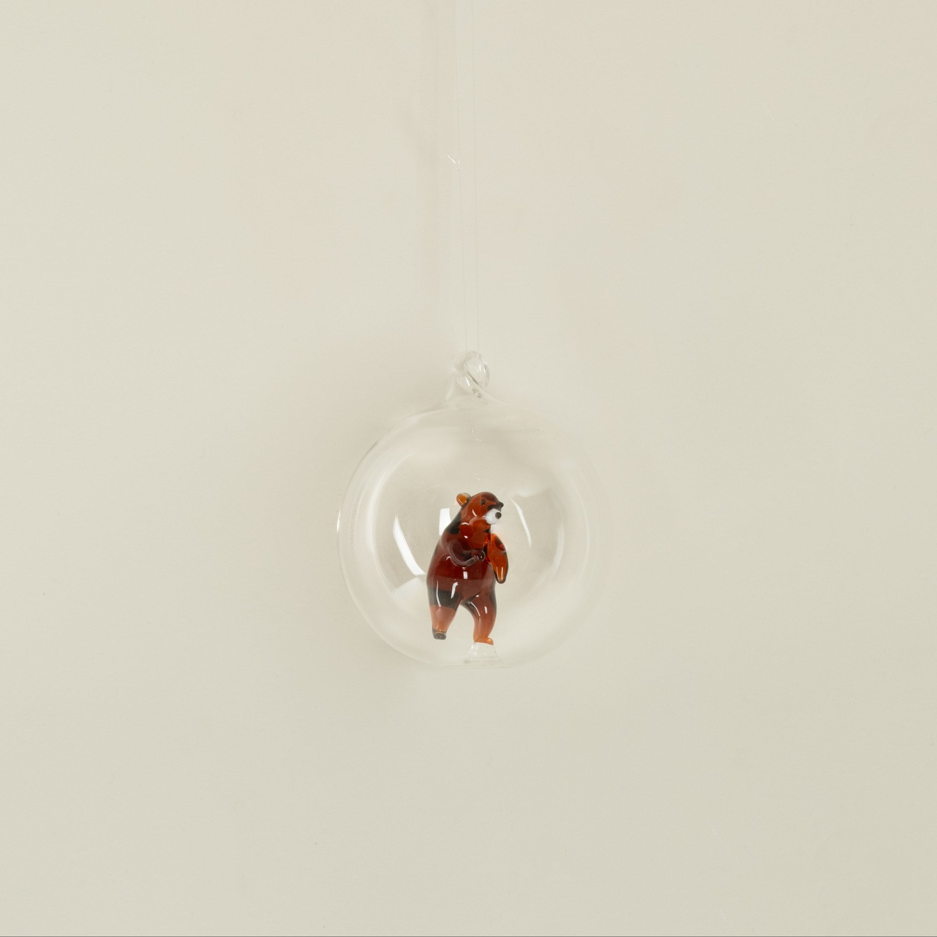 glass brown bear ornament