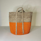 Fique Woven Basket, Orange and Natural