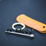 Leather Emergency Corkscrew Keyring