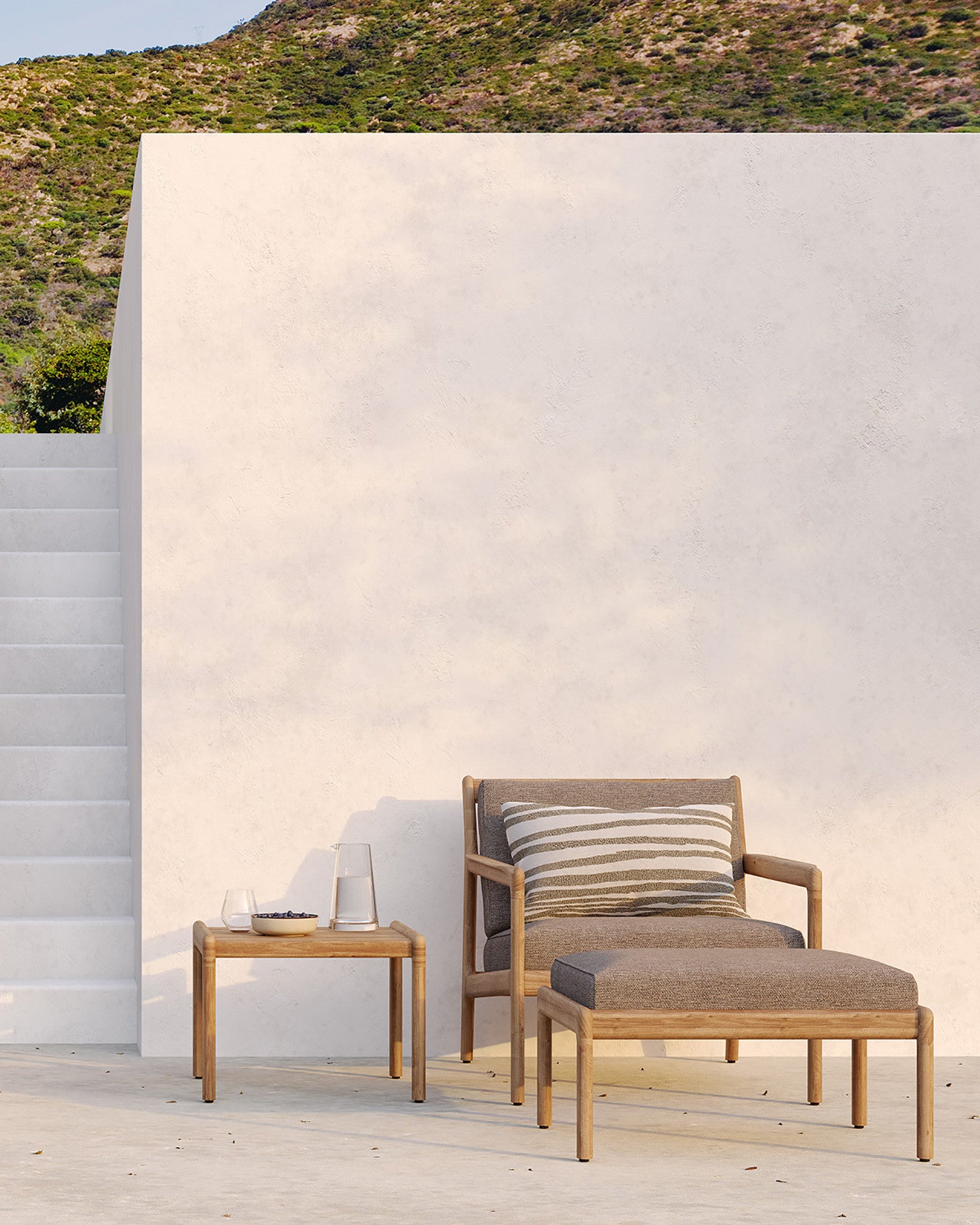 Jack Lounge Chair, Teak with Mocha Cushions