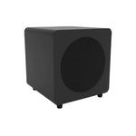 Black subwoofer on a white background