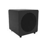 Black subwoofer on a white background