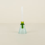 Lime/Sea Green Glass Candlestick