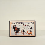 Framed artwork titled 'The Skaters' on a beige background