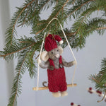 Mouse on a Swing Felt Ornament