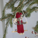 Mouse on a Swing Felt Ornament
