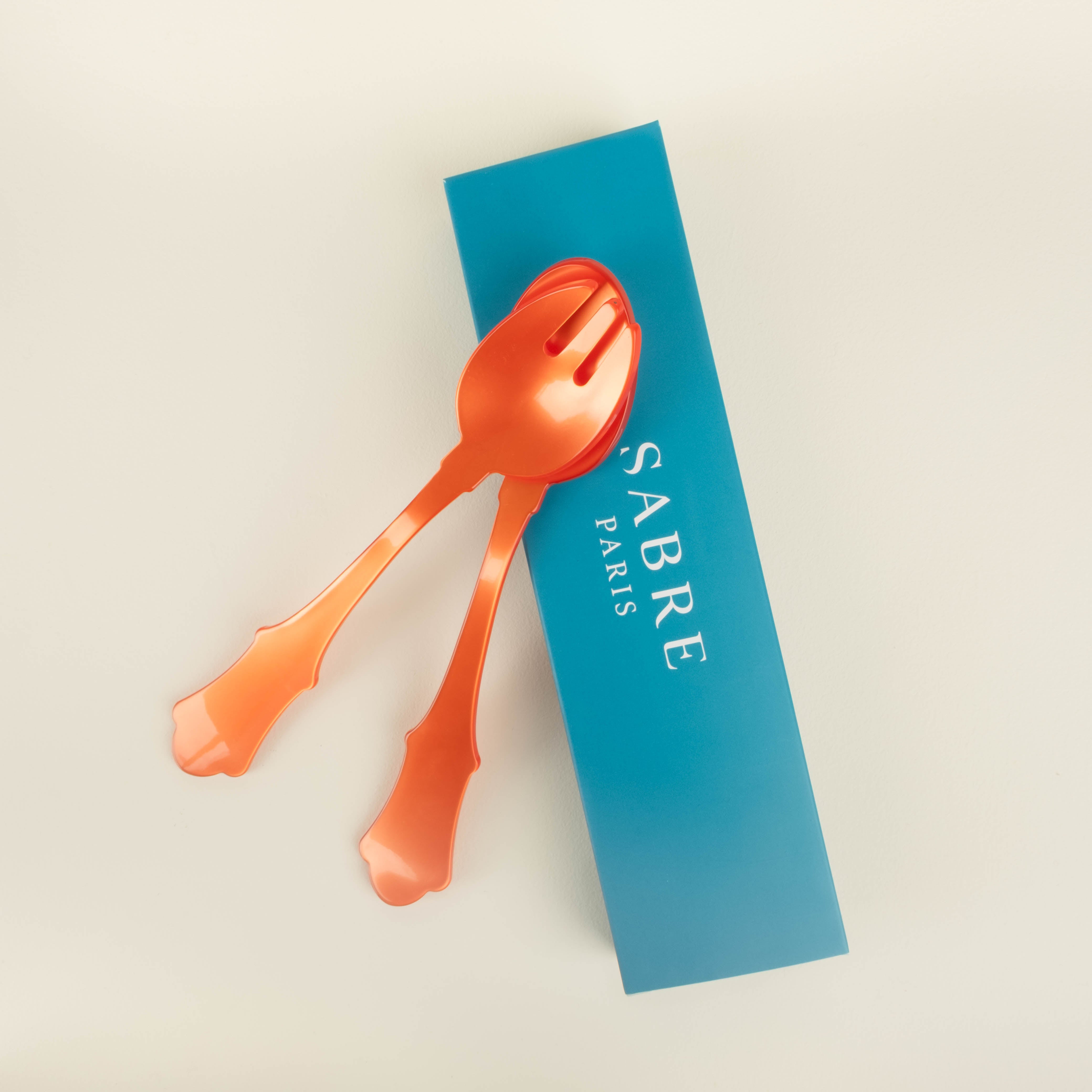 Old Fashioned Salad Servers, Orange