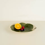 Poppy Flower Oval Pebble Bowl Dark Green