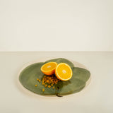 Poppy Flower Cake Plate Dark Green