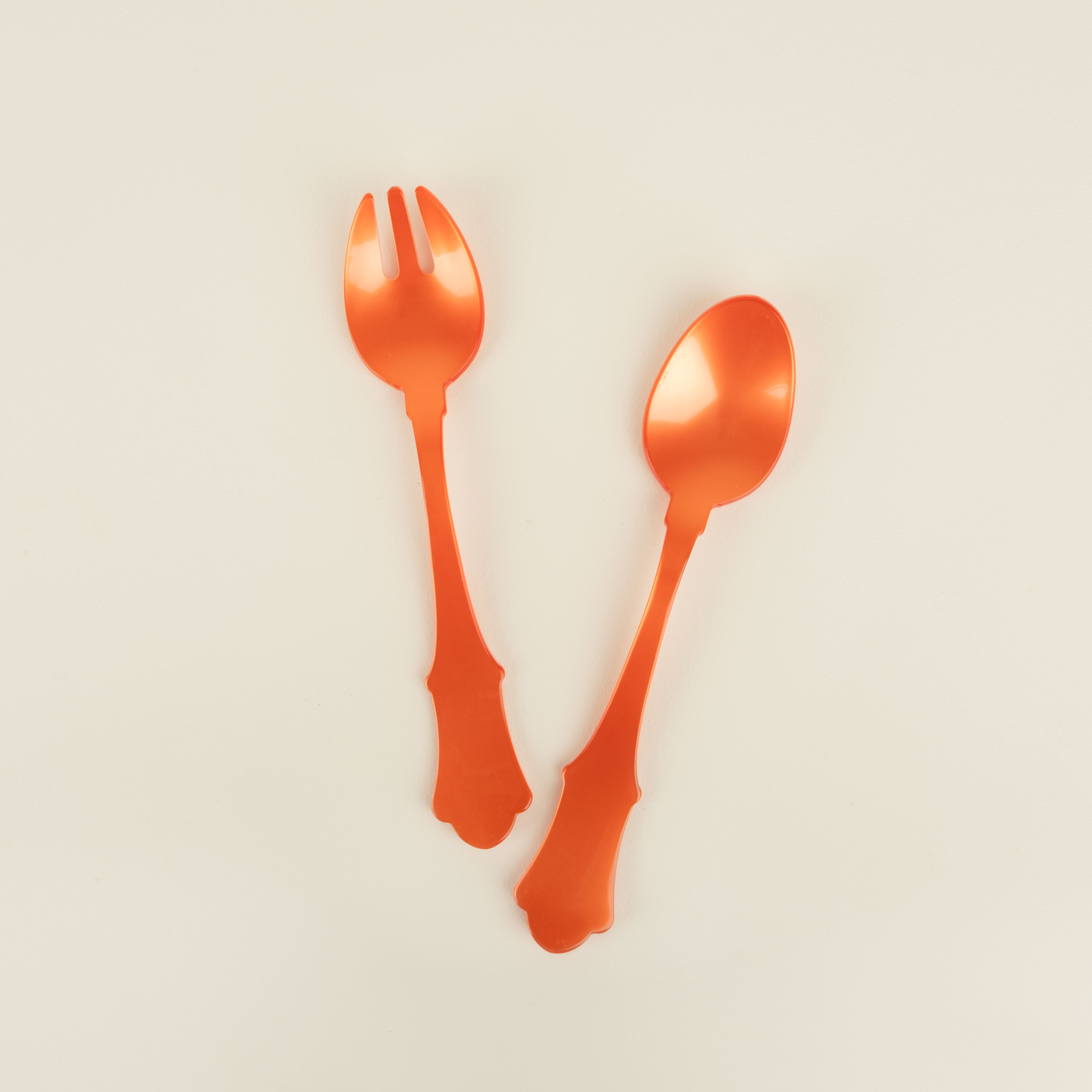 Old Fashioned Salad Servers, Orange