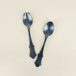 Old Fashioned Salad Servers, Steel Blue