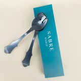 Old Fashioned Salad Servers, Steel Blue