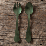 Old Fashioned Salad Servers, Dark Green