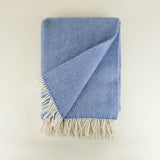 Merino Wool Cashmere Herringbone Throw Sea Blue
