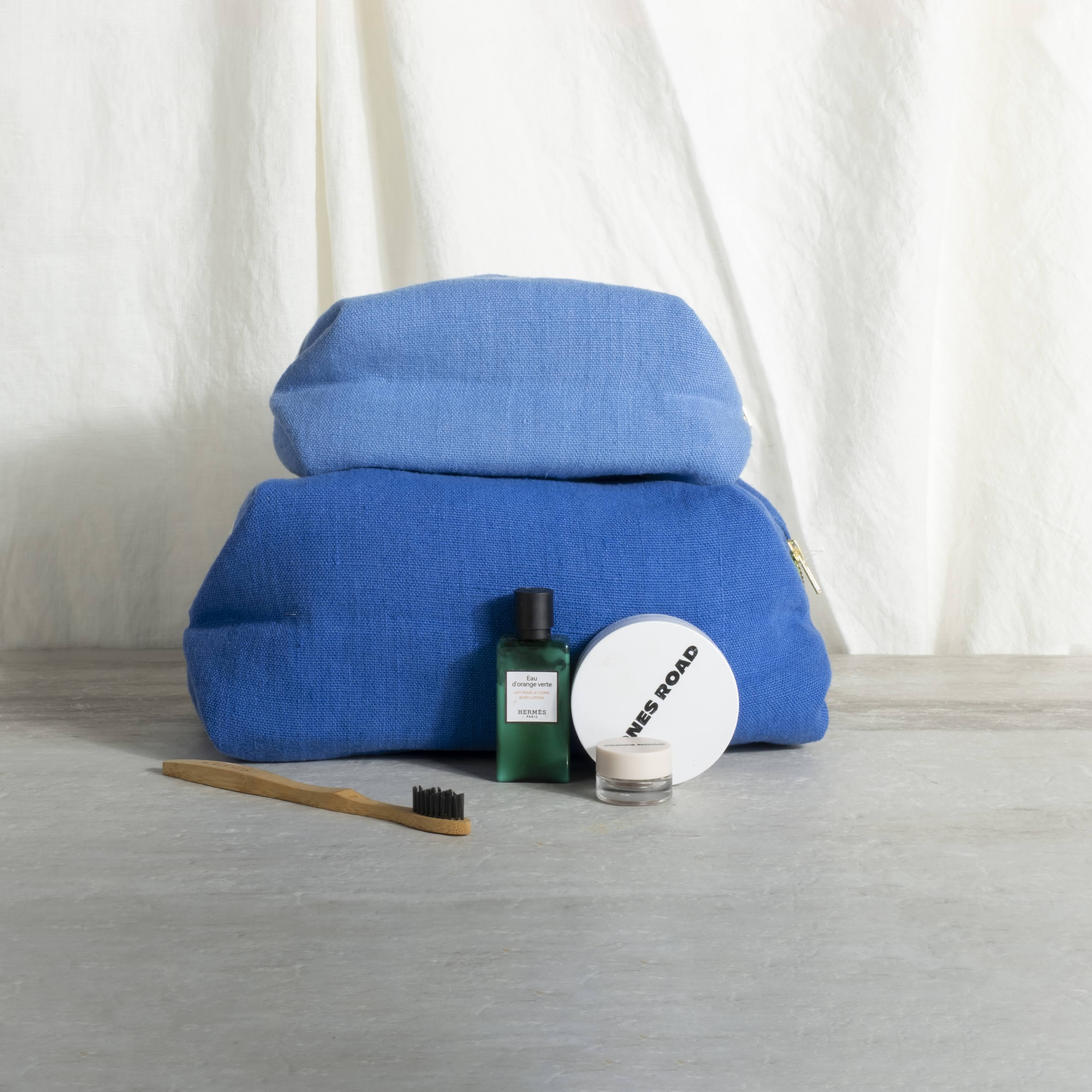 Designers Guild medium toiletry bags cerulean