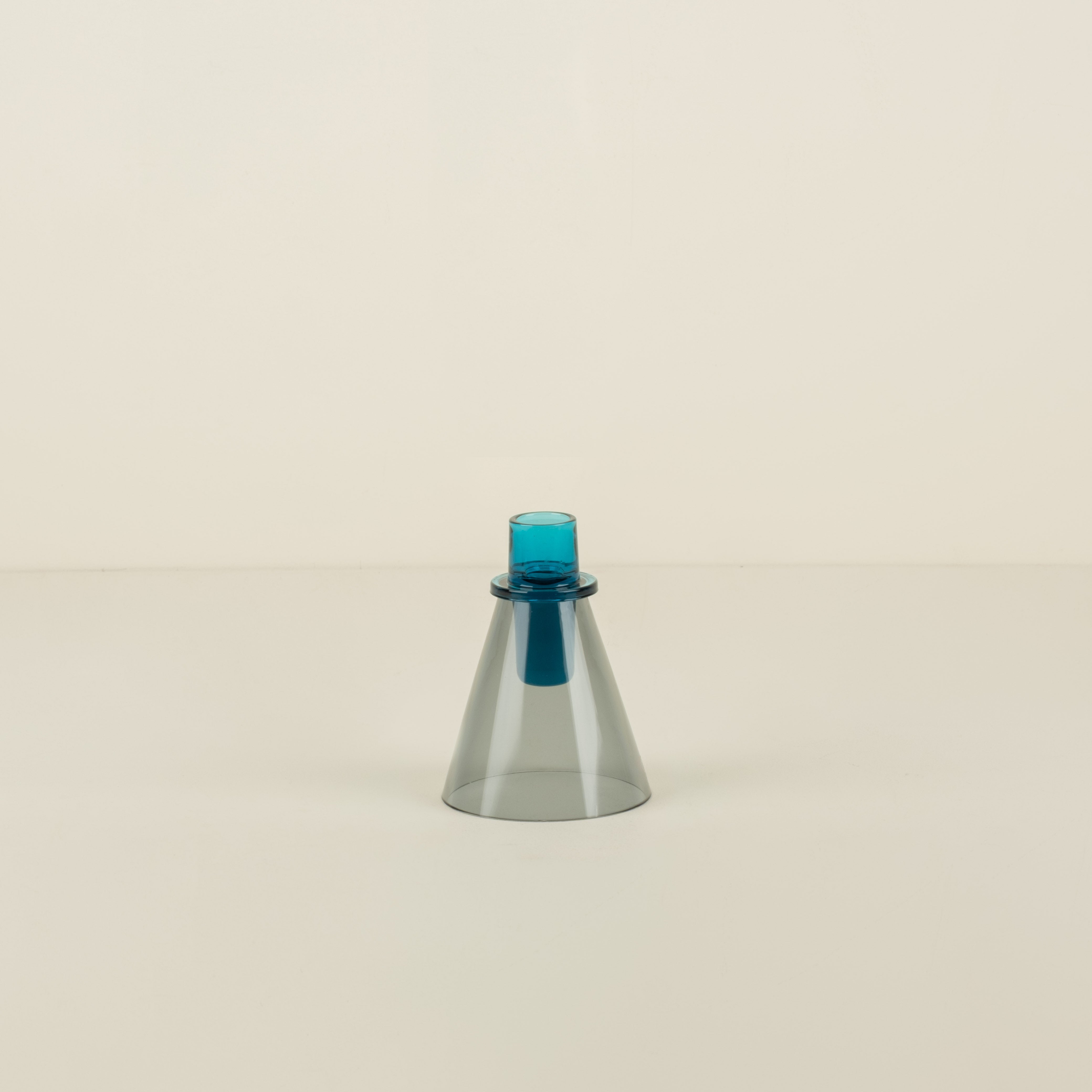 Teal/Smoke Glass Candlestick