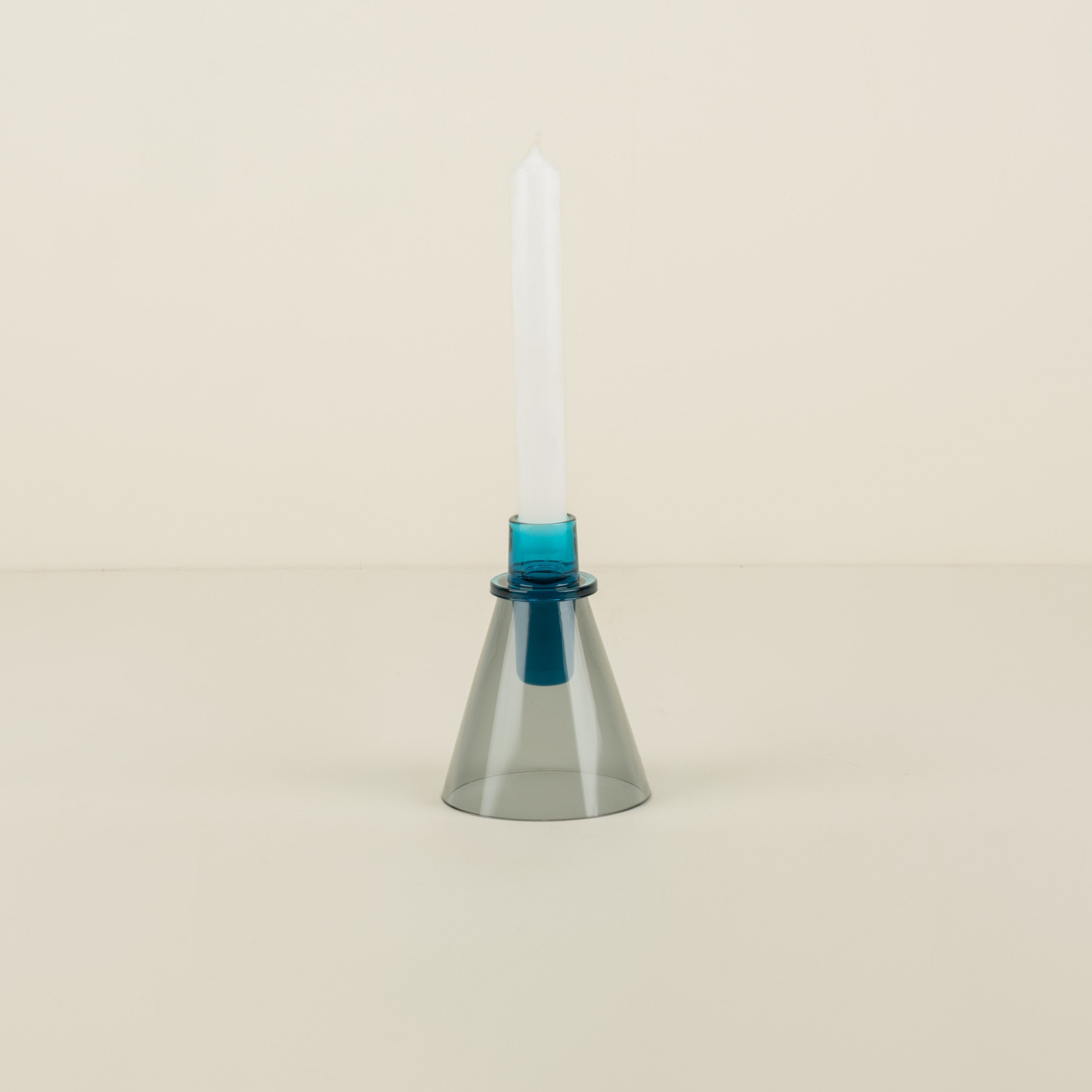 Teal/Smoke Glass Candlestick