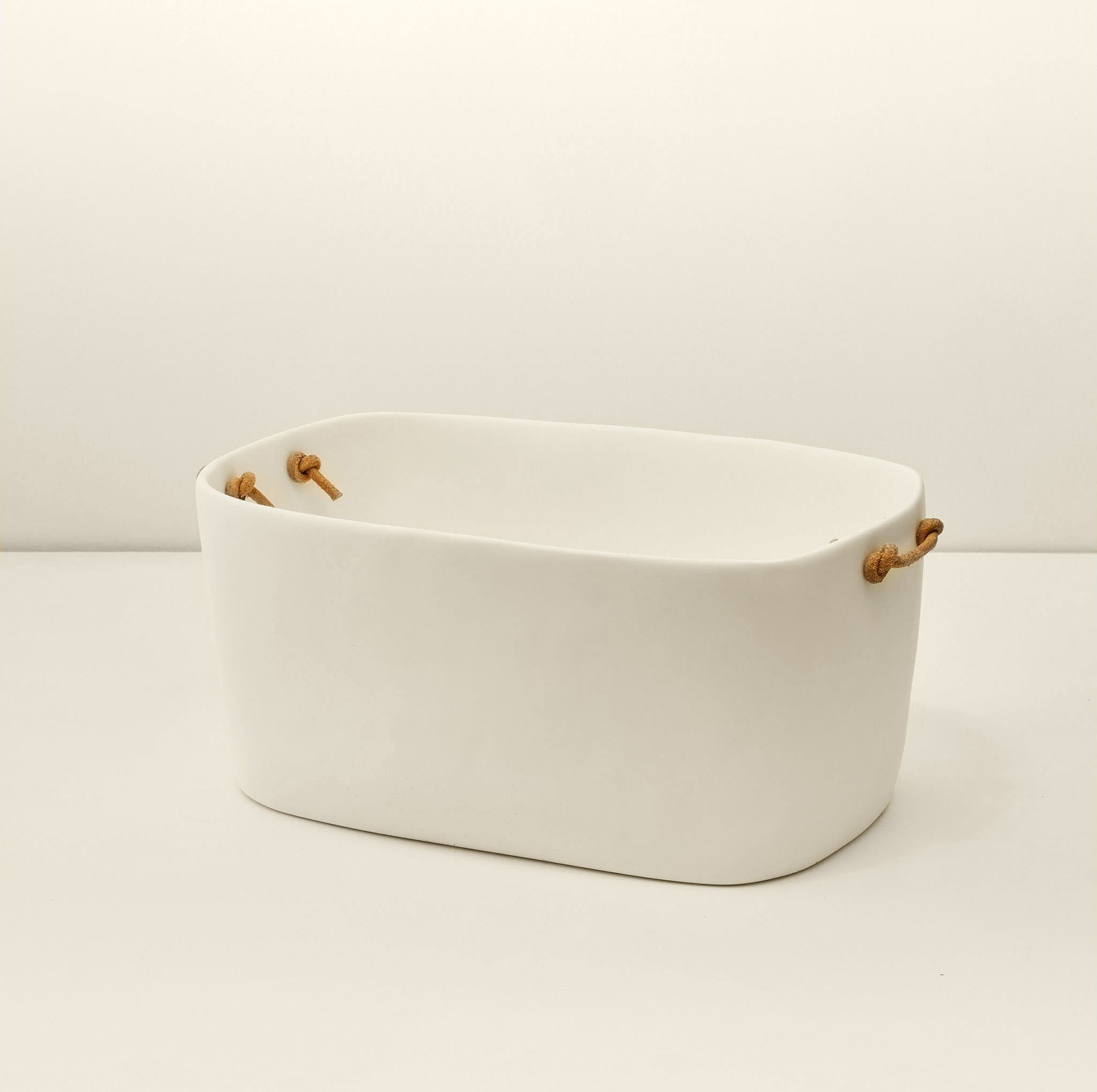Large White Resin Champagne Bucket with Leather Handles