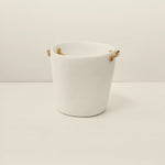 Medium White Resin Champagne Bucket with Leather Handles